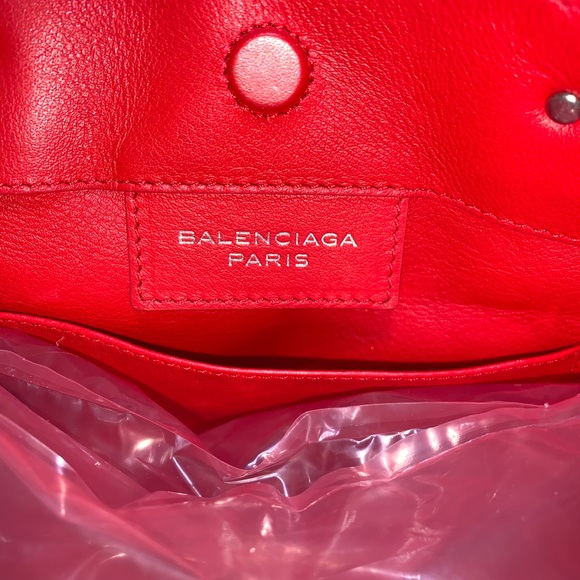 Auth BALENCIAGA Papier Mini Red Leather Tote Bag - Picture 6 of 14